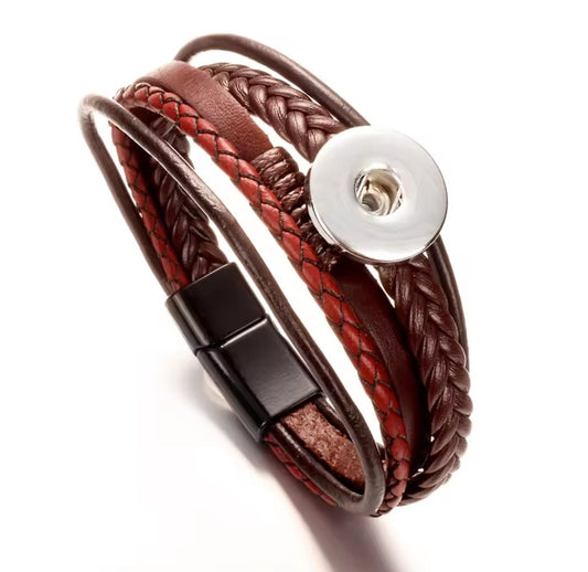 Leather Plaited Snapz Bracelet