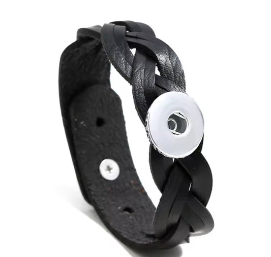 Leather Retro Plait Snapz Bracelet