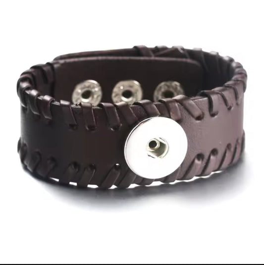 Leather Snapz Bracelet with woven sides