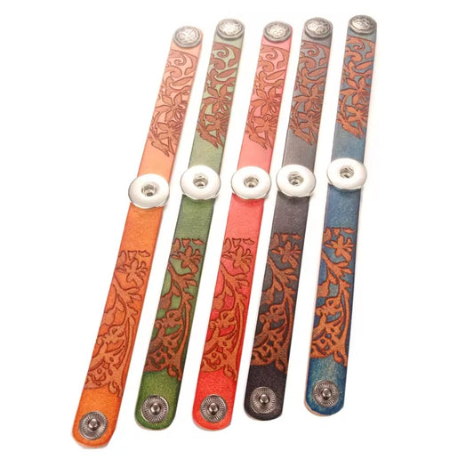 Leather Carved Snapz Bracelet