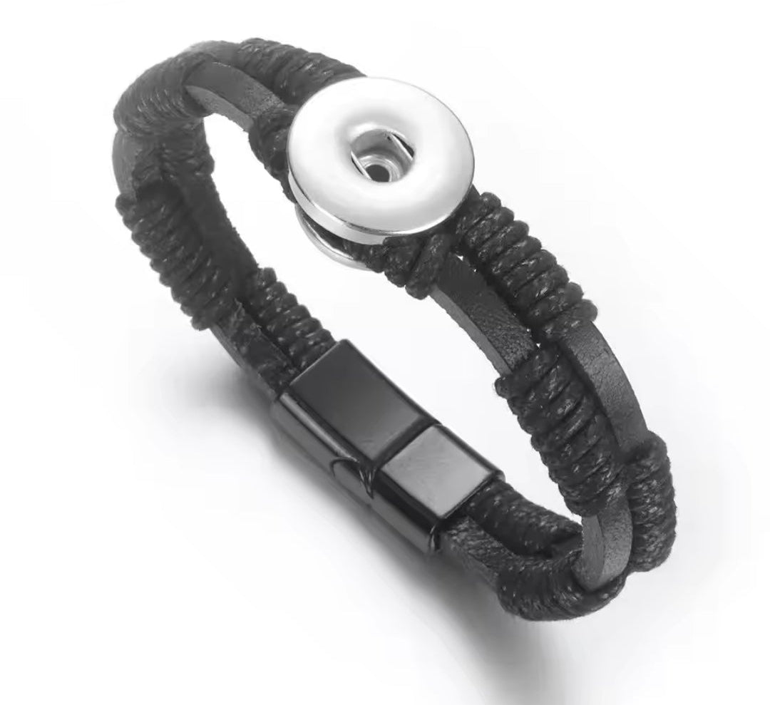 Leather Weave Snapz Bracelet