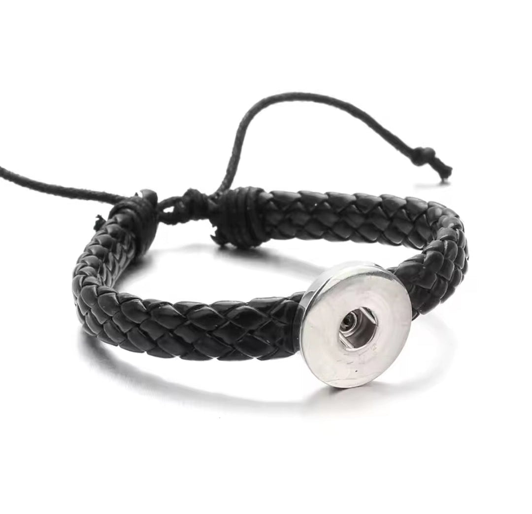 Leather Woven Draw Snapz Bracelet