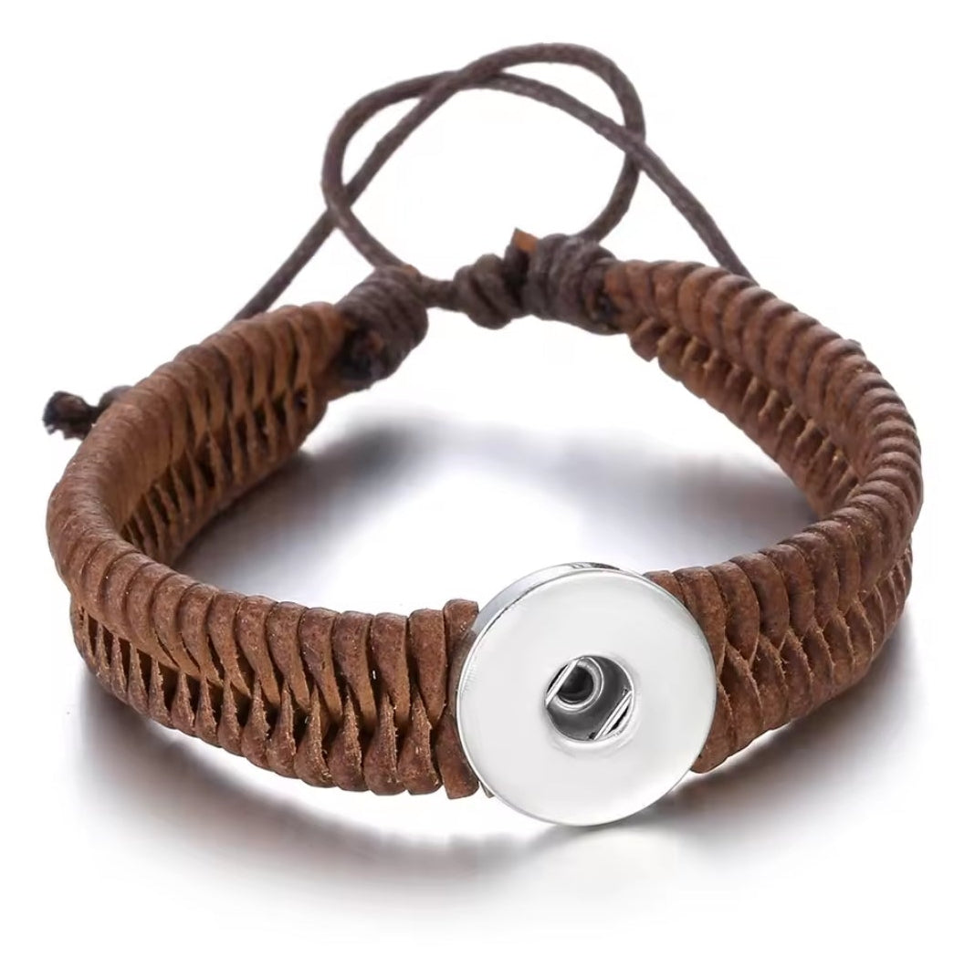 Leather Fish Braid Draw Snapz Bracelet