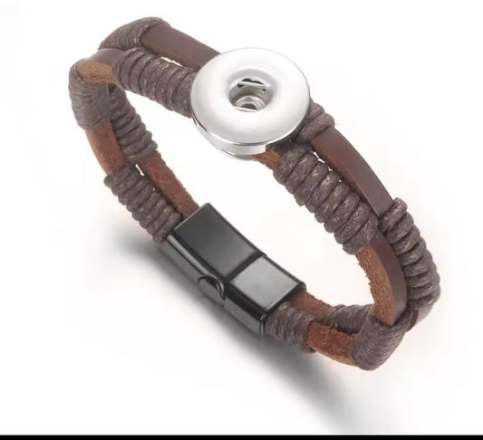 Leather Weave Snapz Bracelet