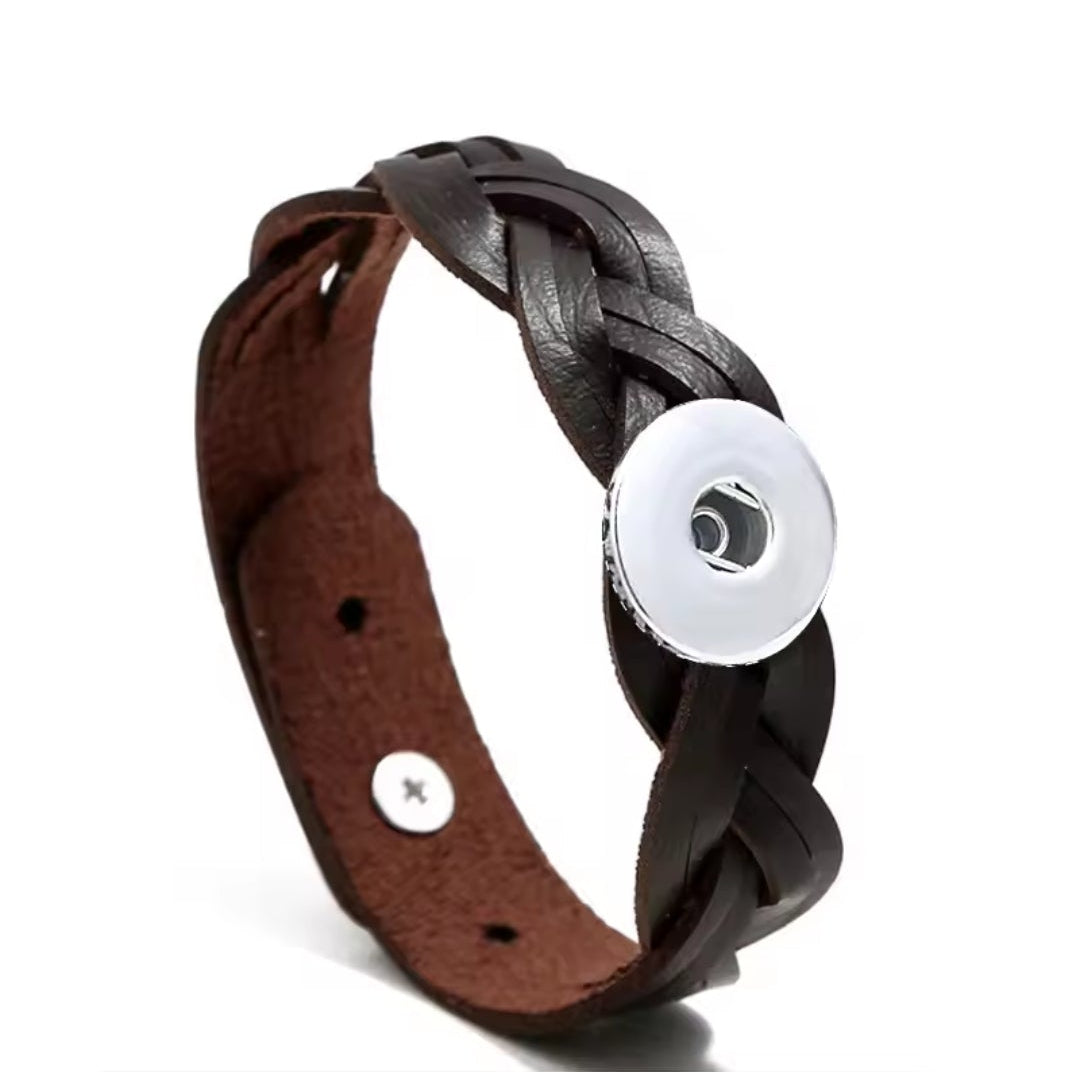 Leather Retro Plait Snapz Bracelet