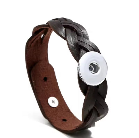 Leather Retro Plait Snapz Bracelet