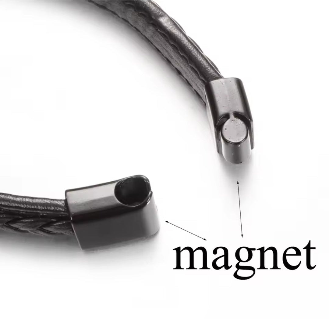 Leather Slim Plait Snapz Bracelet