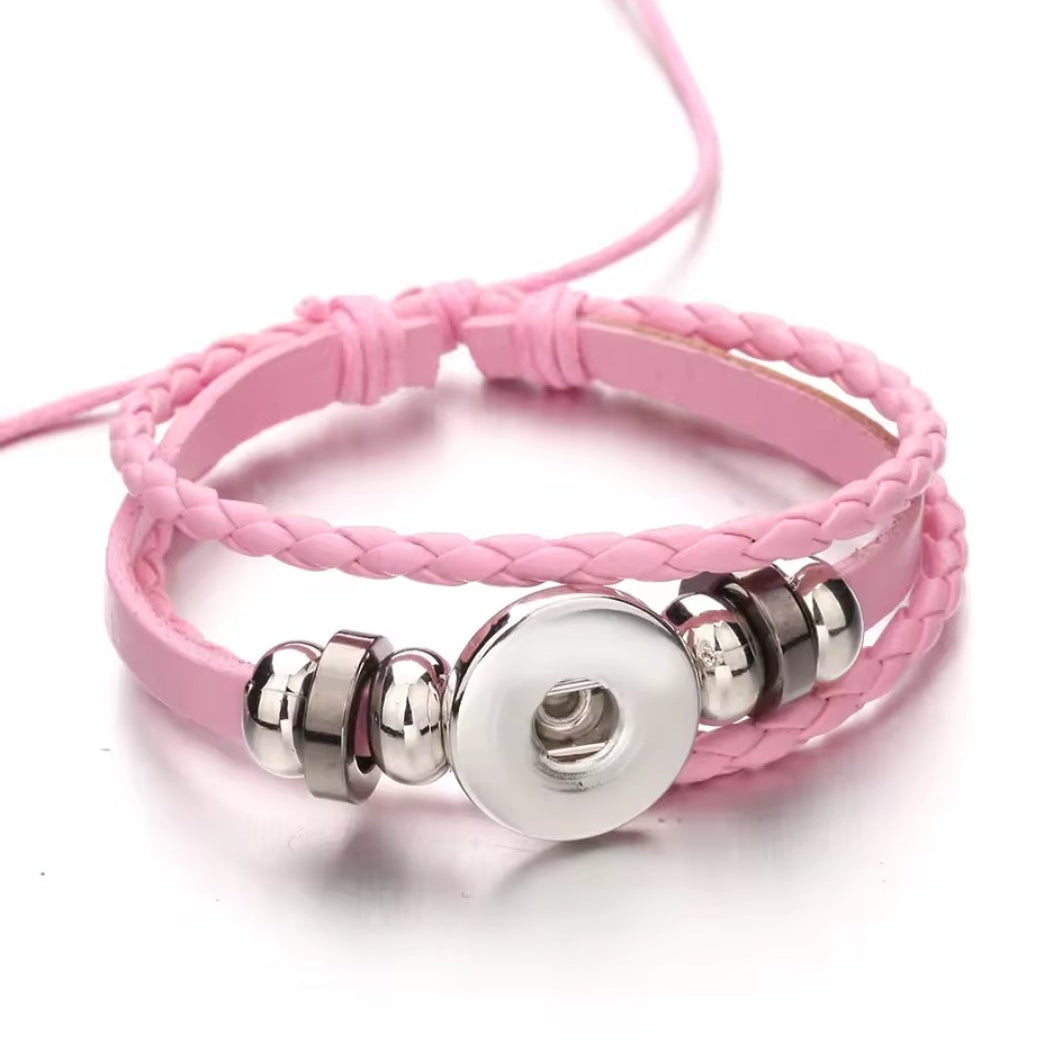 Leather Beaded Draw Snapz Bracelet