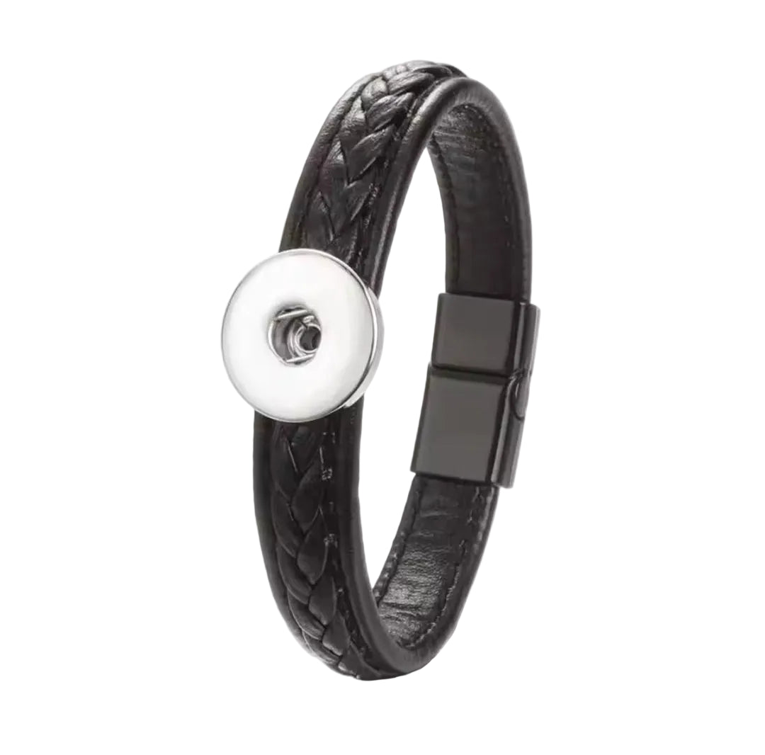 Leather Slim Plait Snapz Bracelet