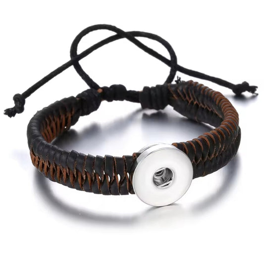 Leather Fish Braid Draw Snapz Bracelet
