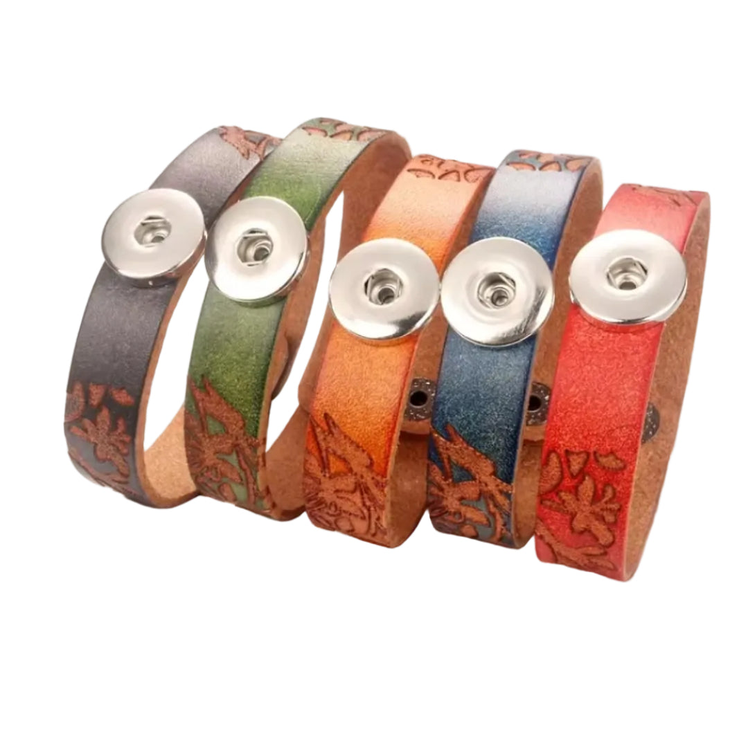 Leather Carved Snapz Bracelet