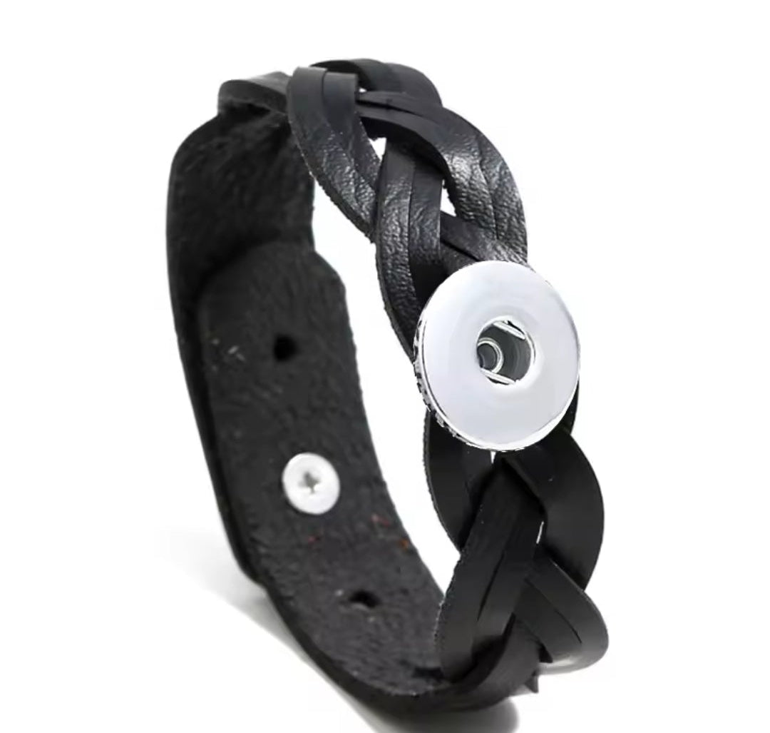 Leather Retro Plait Snapz Bracelet