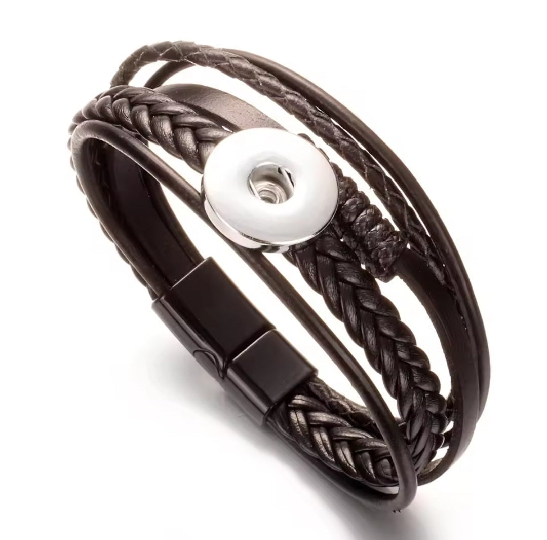 Leather Plaited Snapz Bracelet