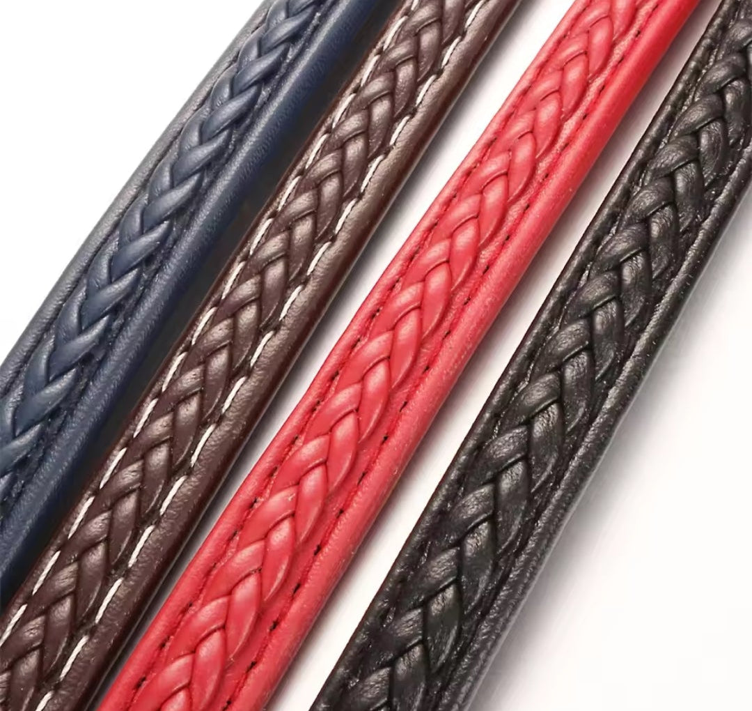 Leather Slim Plait Snapz Bracelet