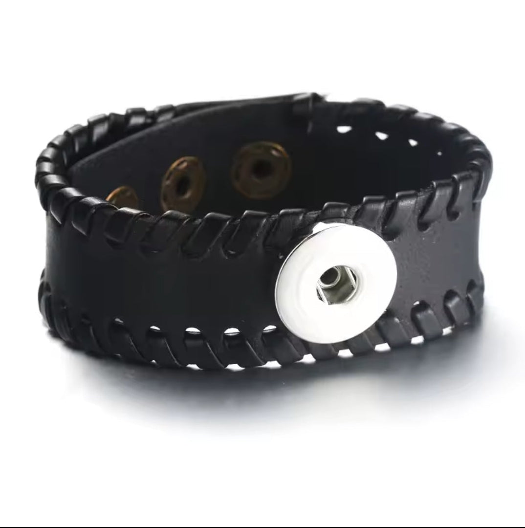Leather Snapz Bracelet with woven sides