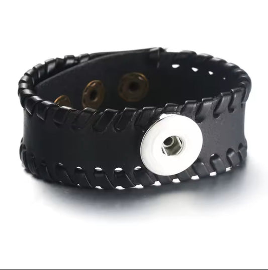 Leather Snapz Bracelet with woven sides